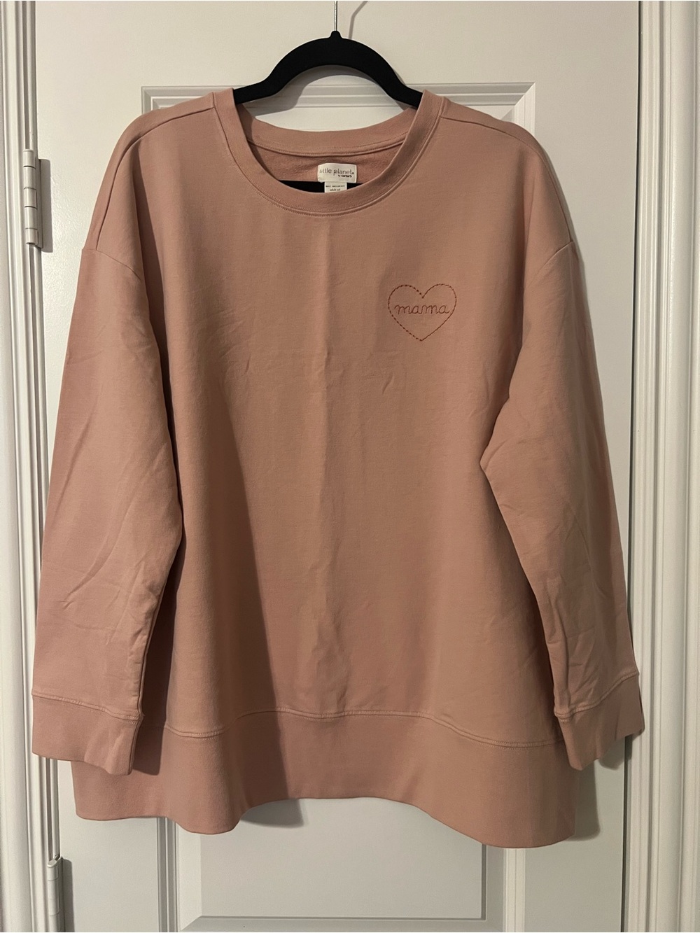 MAMA Heart Embroidered Crewneck Sweatshirt - Dusty Rose